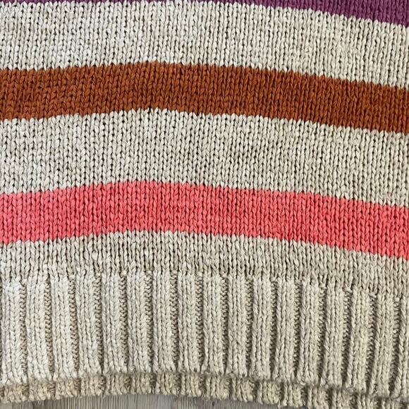 Lou & Grey & LOFT Sweater Womens LARGE Multicolor Chunky Knit Striped Pullover - Picture 7 of 14